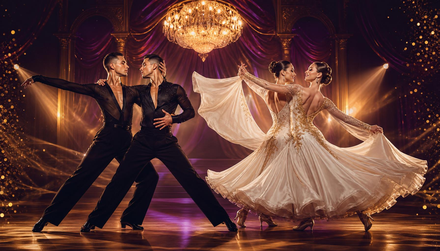 Equality dance sport couples on a competition floor